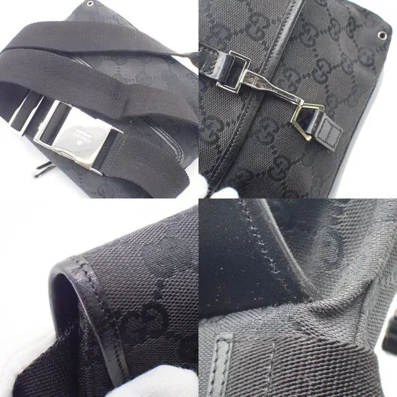 GUCCI Logo GG Pattern Waist Mini Bum Bag Canvas Leather Black SHW Italy 36KC367 - Picture 15 of 15